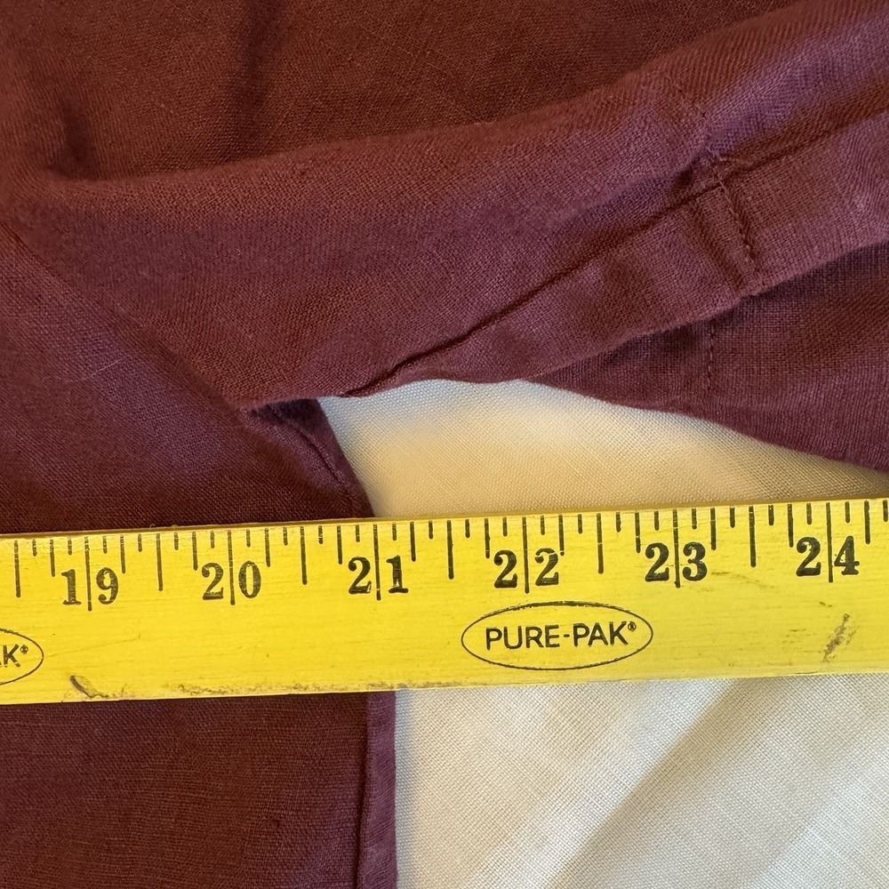 Eileen Fisher Delave Linen Button Down Shirt Small Burgundy Plum Short Sleeve - Picture 8 of 8
